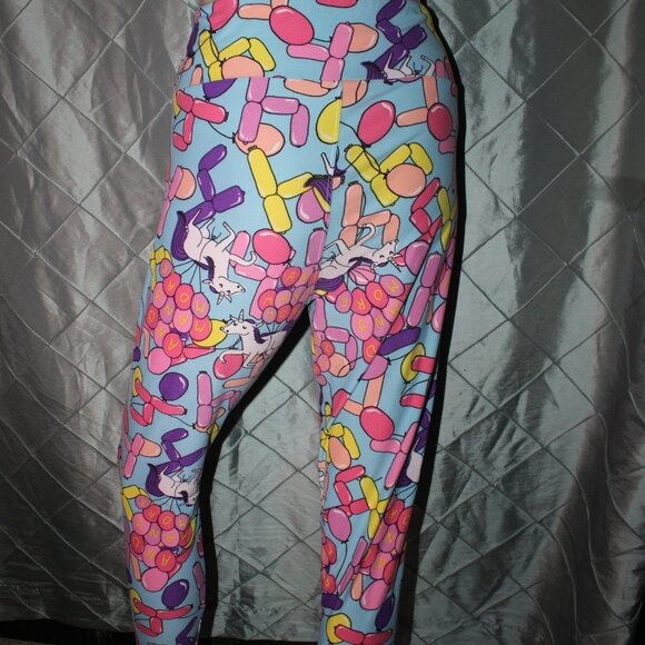 Lularoe Women Tall & Curvy Unicorn "and many more" Balloon 4th Birthday Leggings - Picture 4 of 5